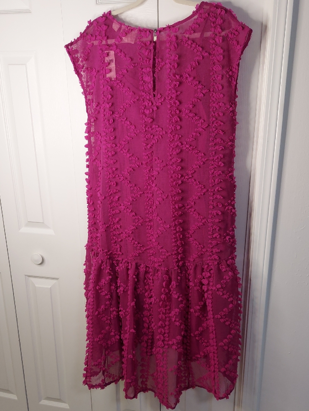 Maeve Blythe Dress, NEW!Size MP, Rose Magenta, PomPom Textured, Sheer - Picture 8 of 11